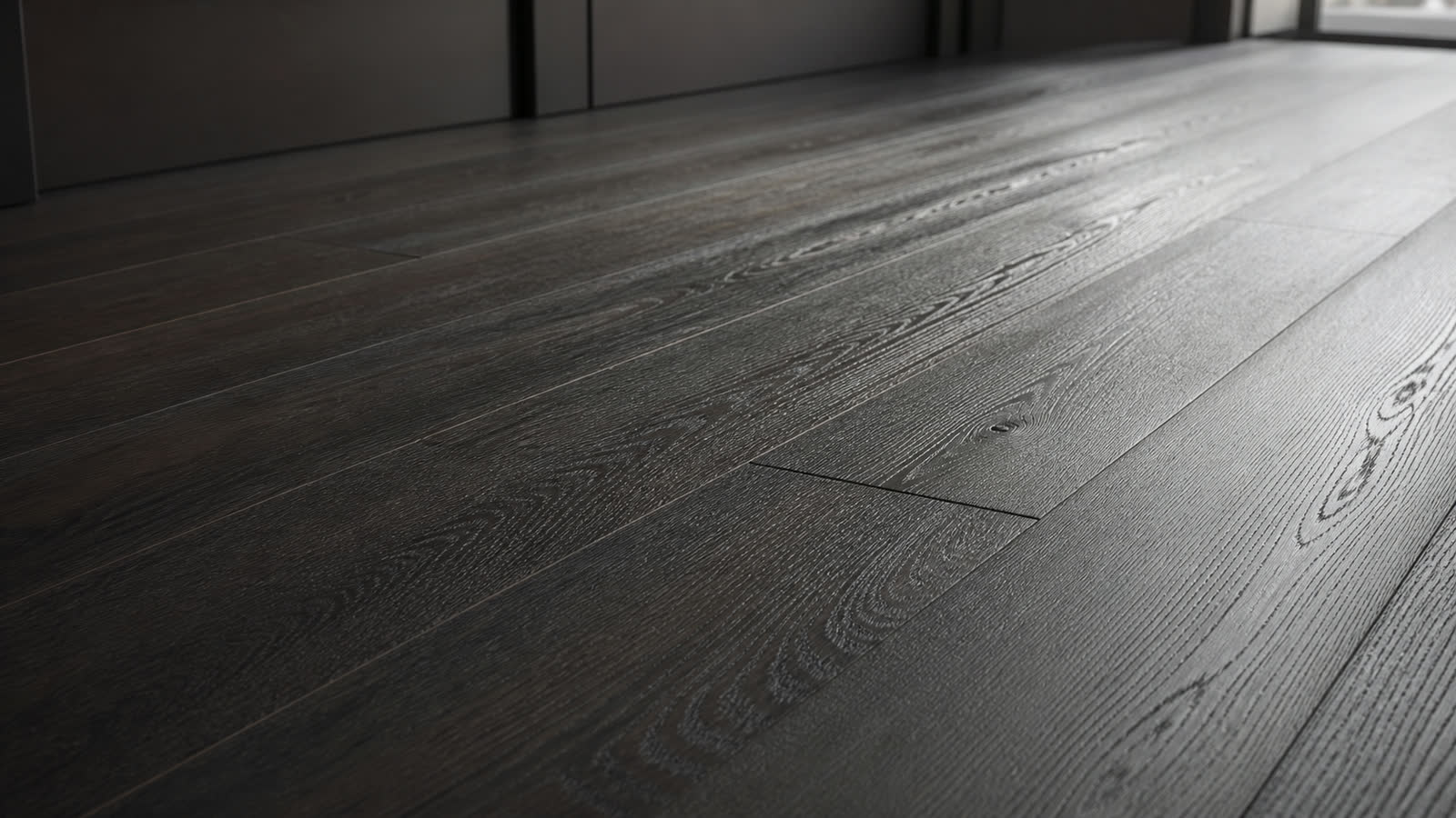 Dettaglio del parquet in rovere profondamente spazzolato